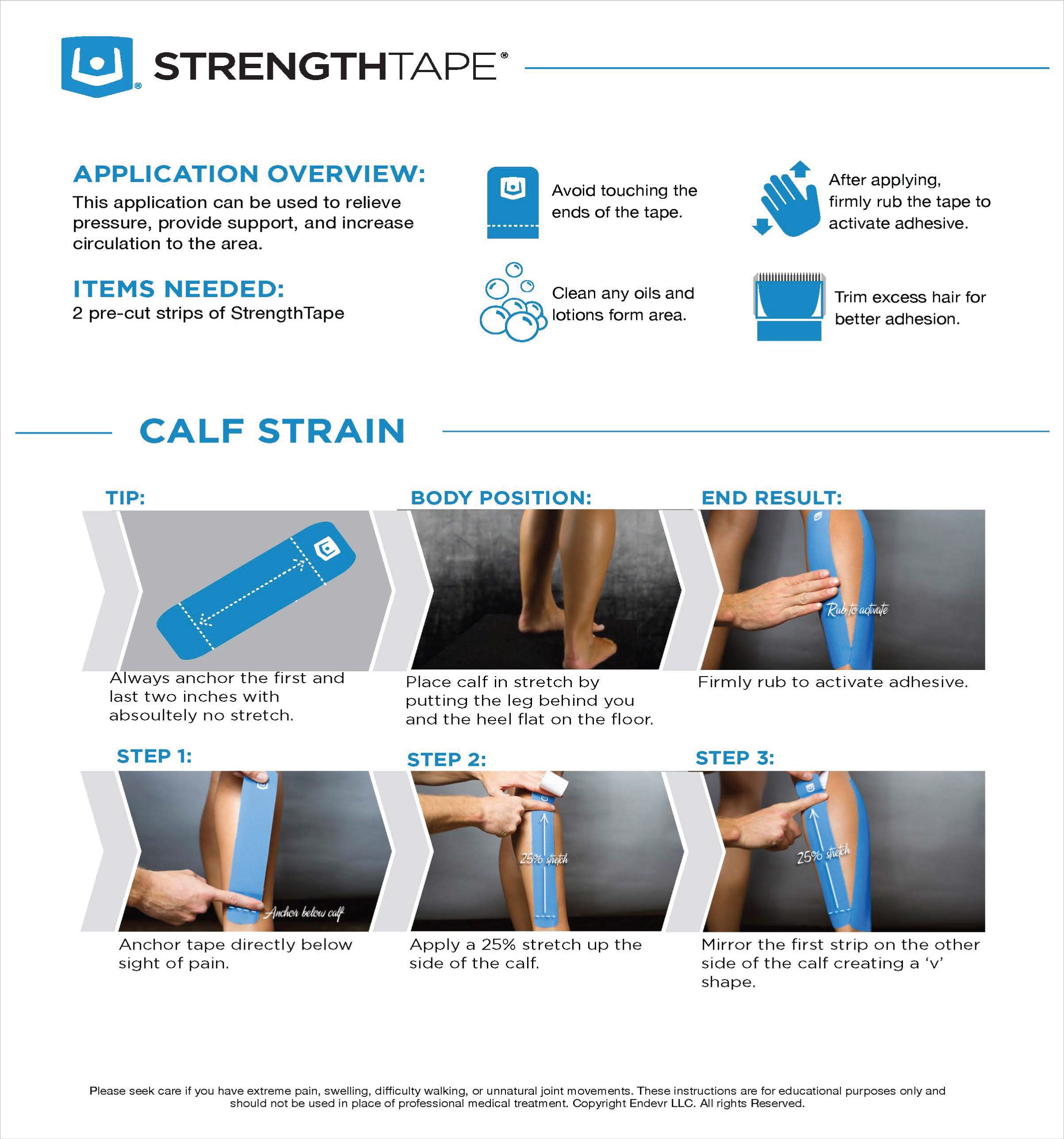 StrengthTape Calf Strain Taping Instructions