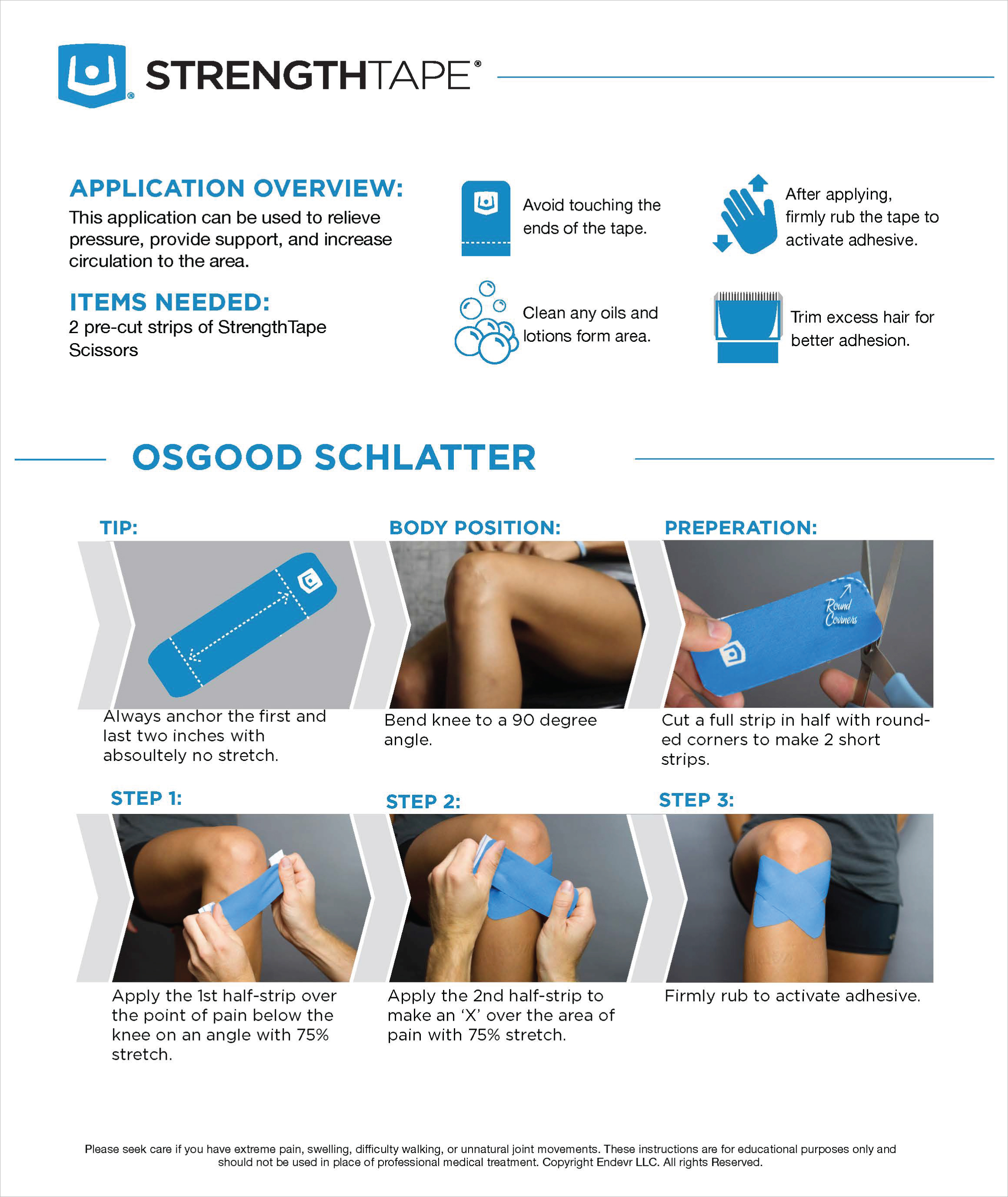 StrengthTape Osgood Schlatter Taping Instructions