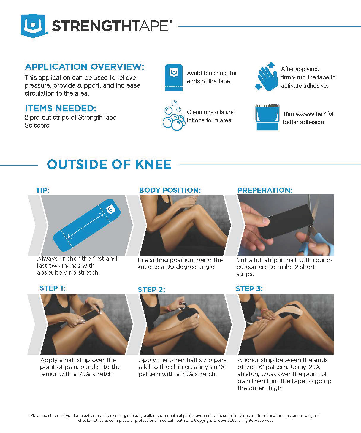 StrengthTape Outer Knee Taping Instructions